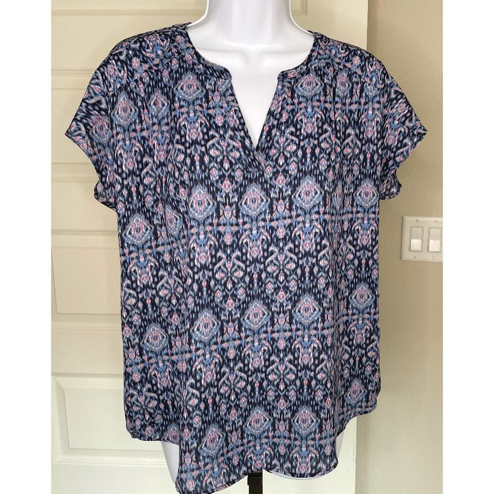 Banana Republic Blue & Pink Ikat Blouse
